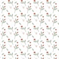 Floral seamless pattern with dogrose and rosehip. Vector illustration. Simple background of flowers for fabric wraps wallpaper