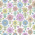 Floral seamless pattern. Doodle style. Vector