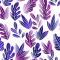 Floral seamless pattern with exotic leaves, modern background. Tropic colorful gradient branches. Fashion vector stock