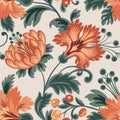 Floral seamless pattern. Flower background. Flourish garden texture with flowers and leaves Royalty Free Stock Photo