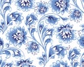 Floral seamless pattern. Flower background. Ornamental russian ethic style Royalty Free Stock Photo