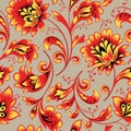 Floral seamless pattern. Flower background. Ornamental russian ethnic style Royalty Free Stock Photo