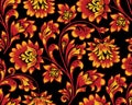 Floral seamless pattern. Flower background. Ornamental russian ethnic style Royalty Free Stock Photo