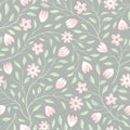 Floral seamless pattern. Flower background. Floral seamless texture with flowers. Flourish tiled white spring wallpaper