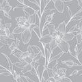 Floral seamless pattern. Flower doodle engraved background. Royalty Free Stock Photo