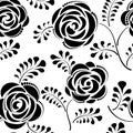 Floral seamless pattern with flower rose. Abstract swirl line bloom background. Petal tiled wallpaper