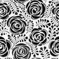 Floral seamless pattern with flower rose. Abstract swirl line bloom background. Petal tiled wallpaper Royalty Free Stock Photo