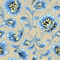 Floral seamless pattern. Flower swirl background. Ornamental brocade retro style Royalty Free Stock Photo