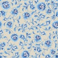 Floral seamless pattern. Flower swirl background. Ornamental orient easten painting Royalty Free Stock Photo