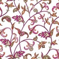 Floral seamless pattern. Flower swirl background. Arabic ornament with fantastic flowers and leaves.