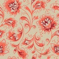Floral seamless pattern. Flower swirl background. Ornamental brocade easten painting Royalty Free Stock Photo