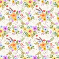 Floral seamless pattern with flowers and leaves.