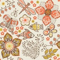 Floral seamless pattern with flowers. Royalty Free Stock Photo