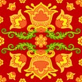 Floral seamless pattern in folk traditional Russian motif vector Royalty Free Stock Photo