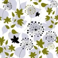 Floral seamless pattern with forest leaves