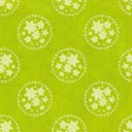 Floral seamless pattern. Gouache painting Floral round flowers wreath on textured green background. Royalty Free Stock Photo