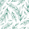 Floral seamless pattern. Green branches silhouettes. Royalty Free Stock Photo