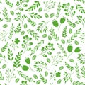 Floral seamless pattern with green garden plants