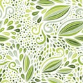 Floral seamless pattern. Green monochrome ornament. Vector print for textile design. Royalty Free Stock Photo