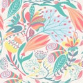 Floral seamless pattern. Hand drawn creative flower. Colorful artistic background with blossom. Abstract herb Royalty Free Stock Photo