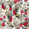 Floral seamless pattern. Hand drawn creative flower.