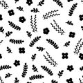 Floral seamless pattern with hand drawn elements. Scandinavian style. Cute flowers Royalty Free Stock Photo