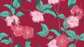 Floral seamless pattern, hand drawn hibiscus flowers and leaves on pink, pink and green tones Royalty Free Stock Photo