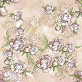 Floral seamless pattern. Hand drawn illustration. Fullsize raster atrwork.