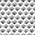 Floral seamless pattern with hand drawn lotuses.