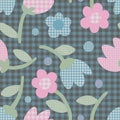 Seamless pattern of abstract pink and blue flowers Royalty Free Stock Photo