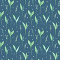 Floral seamless pattern of a lily of the valley flowers.