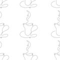 Coffee cup seamless pattern line art Royalty Free Stock Photo