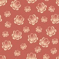 floral seamless pattern. Lines vector buds, line art