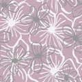 floral seamless pattern. Lines vector buds, line art