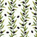Floral seamless pattern with olive branches. Royalty Free Stock Photo