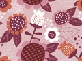 Floral seamless pattern in organic hand drawn style