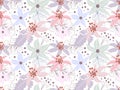 Floral seamless pattern in organic hand drawn style