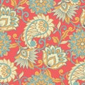 Floral seamless pattern with paisley ornament