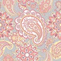 Floral seamless pattern with paisley ornament. Vector Background. Royalty Free Stock Photo