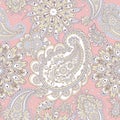 Floral seamless pattern with paisley ornament. Vector Background. Royalty Free Stock Photo