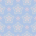 Floral seamless pattern. Pale blue background with beige and pink flower elements Royalty Free Stock Photo