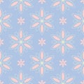 Floral seamless pattern. Pale blue background with beige and pink flower elements Royalty Free Stock Photo