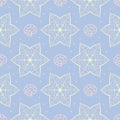 Floral seamless pattern. Pale blue background with beige and pink flower elements Royalty Free Stock Photo