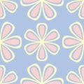 Floral seamless pattern. Pale blue background with beige and pink flower elements Royalty Free Stock Photo