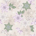 Floral seamless pattern in pastel colors. Gentle flowers on a beige background, elegant and delicate texture for the fabric Royalty Free Stock Photo