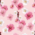 Floral seamless pattern,Peonies ,hydrangea and leaves