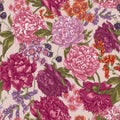 Floral Seamless Pattern with Peonies in Vintage Royalty Free Stock Photo