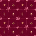 Floral seamless pattern in pink on dark magenta background. For surface or textile design, covers, wallpapers, print. Spring Royalty Free Stock Photo