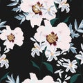 Floral Seamless Pattern with Pink Peony Flowers and lilies. Royalty Free Stock Photo