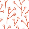 Floral seamless pattern with red branches